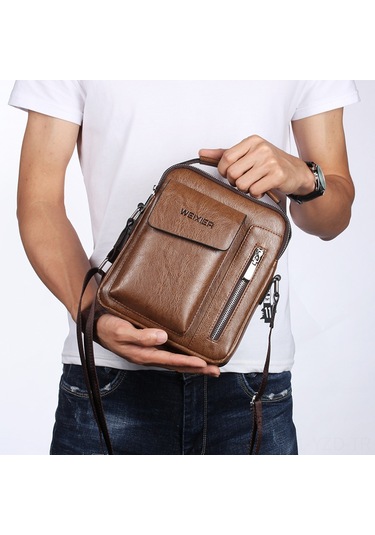 Yuntech01 Erkekler İçin Çok Amaçlı Askılı Çanta - İş Ve Spor İçin Dayanıklı, Kol/omuz Taşıma Seçeneği - Koyu Kahve Büyük Boy Siyah