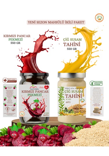 Naturel Kırmızı Pancar Pekmezi 550 Gr & Çiğ Susam Tahini 550 Gr