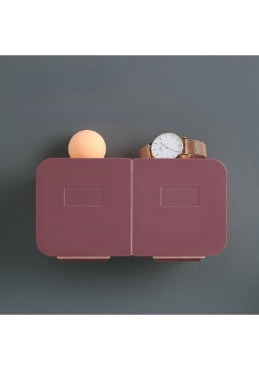 Novahub Mor Banyo Organizatörü, Pamuk Pedleri Depolama, Duvara Monte, Plastik Çubuklu, Kozmetik Organizatör Mor