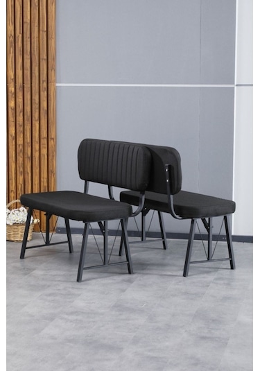 Hayat Serisi Mutfak, Yemek, Bahçe, Kafe, Modern Bench, Puf, 1 Adet - Siyah Siyah