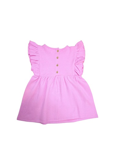 Kolu Fırfırlı Kız Çocuk Elbise Pembe