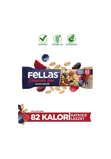 Kırmızı Meyveli Granola Bar 23 G X 12 Adet