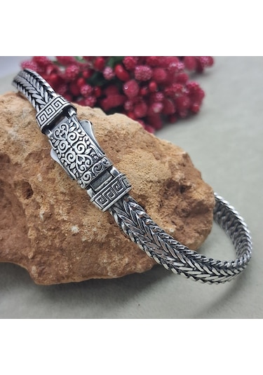 925 Ayar Gümüş Yeni Model Erkek Bileklik 5.5  Mm