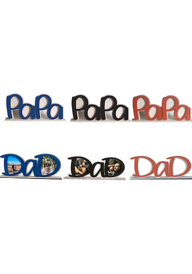 Hfambition Baba Günü İçin Ahşap Dad Fotoğraf Çerçevesi - 38x10.8x5cm, 2 Fotoğraf Yeri, Dayanıklı Ve Şık Tasarım