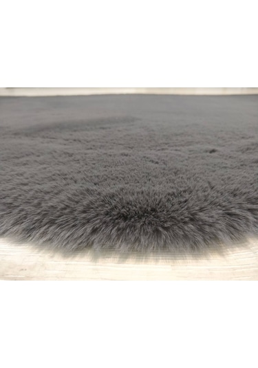 Yamalıhome Süet Taban Tavşan Peluş Halı Antrasit Post 80 x 150 Cm