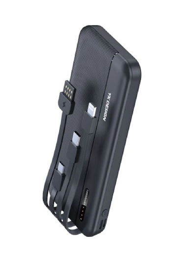 10000 Mah Micro Type-c Usb Lightning 4 Kablolu Hızlı Kablosuz Şarj Powerbank 5545