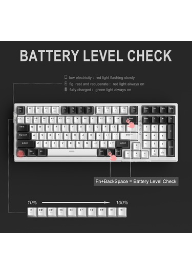 Magegee Sky98 99 Tuş Kablosuz Rgb Hot-swap Gasket Siyah-beyaz Gaming Klavye