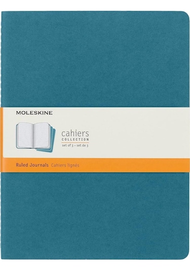 Moleskine Çizgili Cahier Not Defteri 3'lü Set Xl Boy Canlı Mavi Mavi