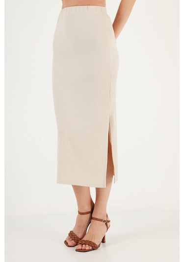 Lela Slim Fit Ip Askılı Yırtmaçlı Bayan Takım 5865278 Taş