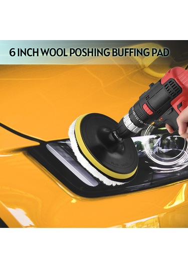 Suofeng 6 Parça 15,5 Cm Yün Cila Pedi Ve M14 Matkap Adaptörü İle Matkap Bağlantısı İçin Parlatma Pedleri