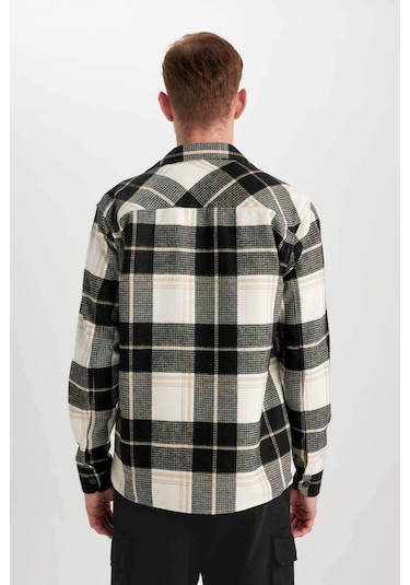 DeFacto Relax Fit Waffle Kareli Pamuklu Uzun Kollu Gömlek Z0639AZ24SPBG732