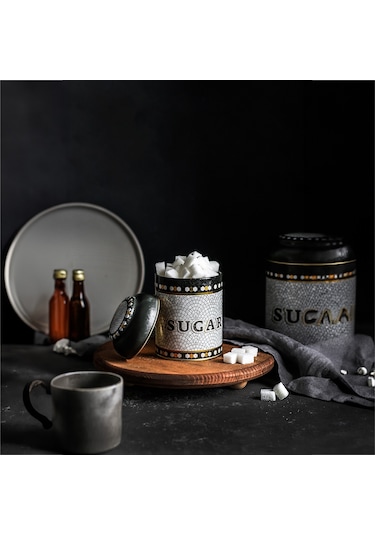 Mosaic Sugar Desenli Yuvarlak Metal Kutu, 9 X 11 Cm, 0.6 Lt