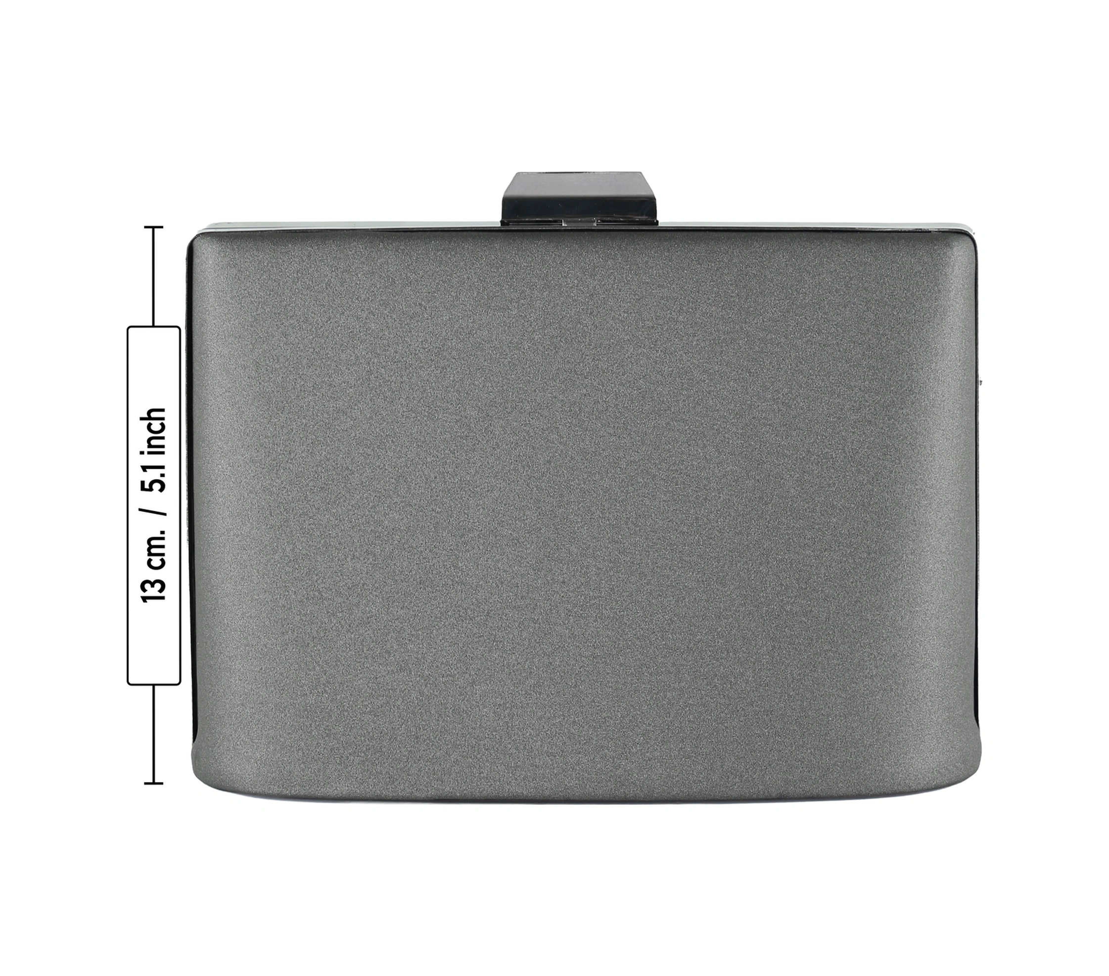 Erkan Saçmacı Antrasit Saten Taşlı Gümüş Metal Saplı Zincir Askılı Abiye Çanta Antrasit