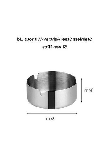 Ulzyvf Yeni Kreatif Küllük - Sigara Rüzgar Paslanmaz Ahşap Masaüstü Küllük, 8cm, Ceviz Çelik, Gümüş - 1 Adet/