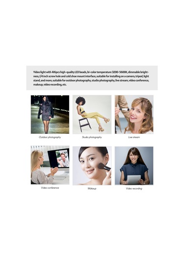 Profesyonel Kamera Fotoğrafçılığı Led Video Işığı Siyah 416 Led Siyah