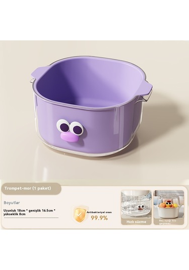 Spring Katmanlıve Ve Sebze Yıkama Ve Boşalma Sepeti Küçük Mor Mor