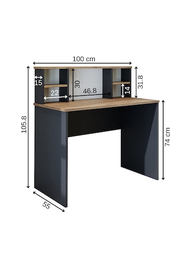 Paris Çalışma Masası , Çocuk Çalışma Masası,100 Cm Atlantik Çam - Antrasit Paris Çalışma Masası , Çocuk Çalışma Masası,100 Cm Atlantik Çam - Antrasit