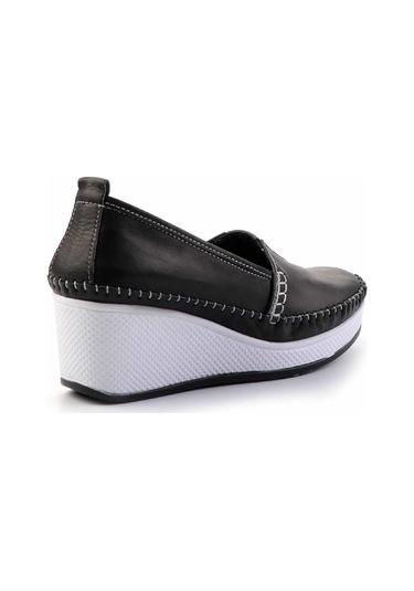 Siyah Hakiki Deri Kadın Casual Ayakkabı K01908004503 Siyah
