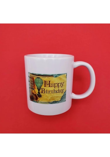 Baskılı Happy Birthday Kupa Bardak Çok Renkli