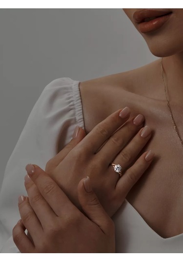 Asj Taşlı Altın Nişan Yüzüğü Gümüş 925 164277366 Beyaz