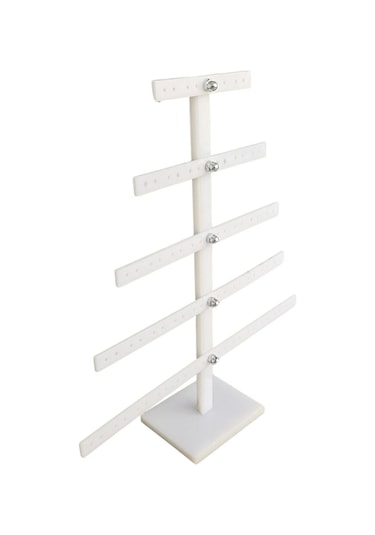 5 Katlı Çam Şeklinde Beyaz Pleksi Küpe Standı 40 Çift Küpe Orta Boy Küpe Takı Düzenleme Organiz Çok Renkli