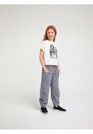 Escabel Kız Çocuk Pamuklu Kabartmalı T-shirt-14117 Ekru