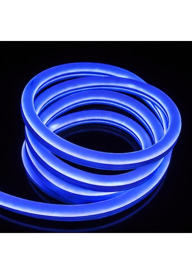Neon Şerit Led 220 Volt Esnek Silikonlu Aydınlatma + Fiş Dahil 1 Mt-mavi Mavi