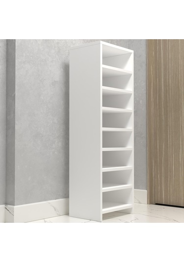 Kenzlife Ayakkabılık Konevi Mat Beyaz Suntalam 125 040 30 Onaltı Çift Ayakkabı Kapasitesi Arkalıksız Beyaz