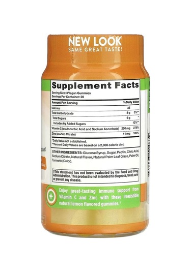 Nature's Truth, C + Zinc, Immune Support, Natural Lemon, 60 Vegan Gummies