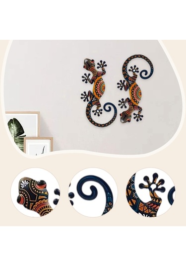 Homyl 2x Metal Gecko Duvar Sanatı Dekoru 5.91" İç Mekan Yükseklik 15cm