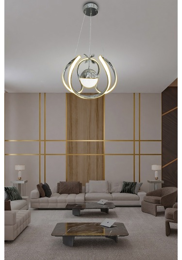 Arya Tek Toplu Led Avize 2 Mt - - Kumandalı / Krom Krom