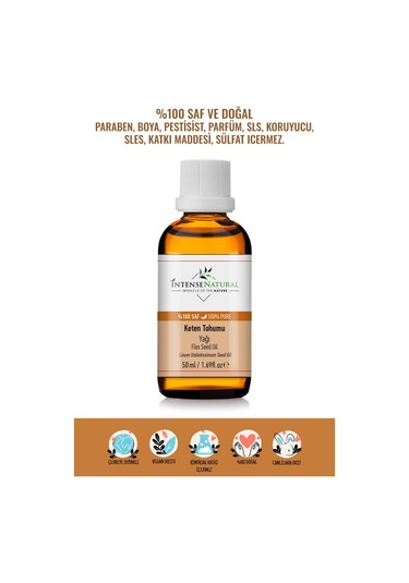 Intense Natural Keten Tohumu Yağı Soğuk Sıkım 50 ML