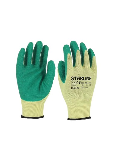 Starline E54g Yesilbesis Eldiven Is Guvenligi El Koruma Ce Lateks Kaplamalı İş Eldiveni Kaymaz