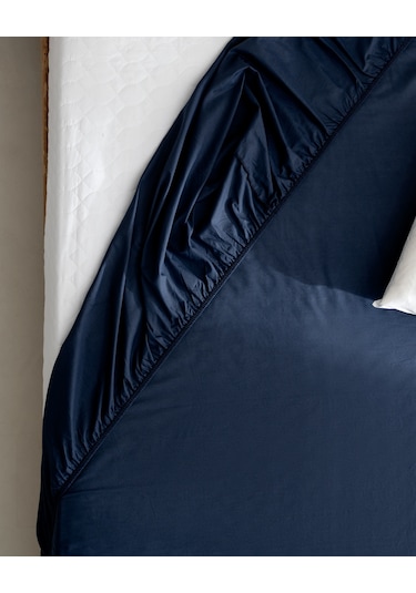 Manon Tek Kişilik %100 Pamuk Ranforce Lastikli Çarşaf - Lacivert Lacivert