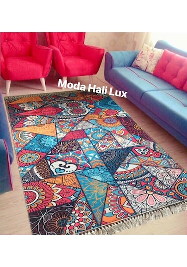 Çini Kaymaz Tabanlı Yıkanabilir Halı Kilim Yolluk