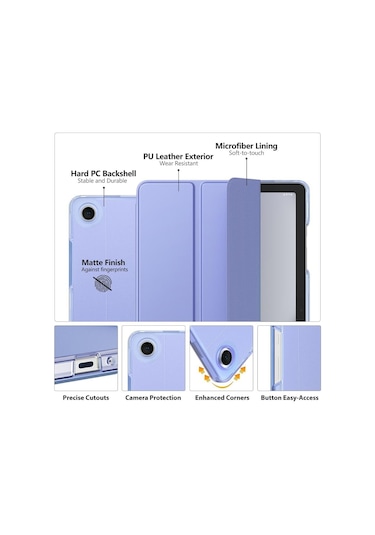 Samsung Galaxy Uyumlu Tab A9 Plus X210 X213 X215 X217 Kılıf New Pu Deri Smart Standlı Case Uyku Modlu