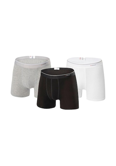 Erdem Siyah Beyaz Gri -- 3'lü Basic Boxer 1491 Siyah - Beyaz - Gri