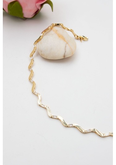 Latif Kuyumculuk 14 Ayar Altın Baget Taş Kadın Bileklik Lkblk1219 Altın Sarı Altın