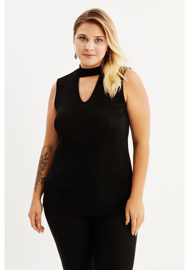 Myline Yaka Detay Buzzy Bluz-Siyah