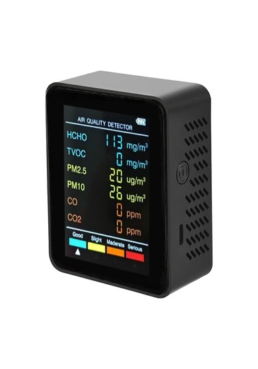 Lepmerk 6 1 Pm2.5 Pm10 Hcho Tvoc Co Co2 Çok Fonksiyonlu Hava Siyah