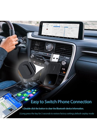 Neevoyu K2 Kablosuz Carplay Ve Android Auto Adaptörü - Kablosuz Araç Entegre Sistemi Bağlantısı, Kolay Kurulum, Otomatik Yeniden Bağlanma