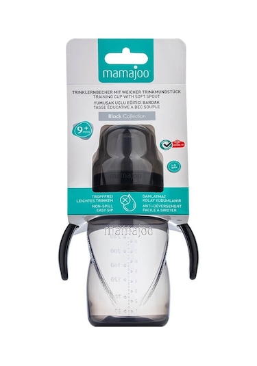 Mamajoo Kulplu Akıtmaz Eğitici Bardak Black 270 ML & Anti-Kolik B Siyah