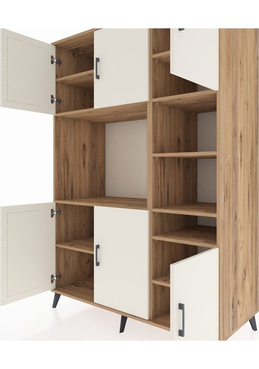 Kronos Dolap 10 Raflı 6 Kapaklı 132x59x195 Çam-aytaşı/çam Çam