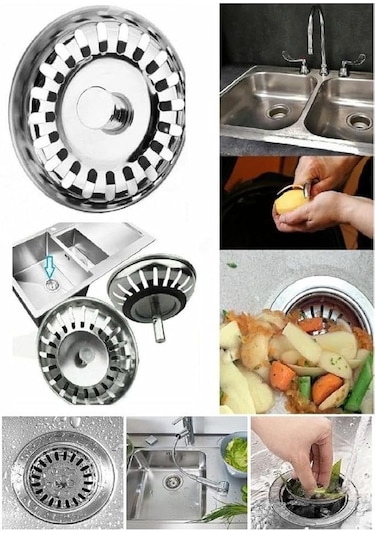 Çöpmak Paslanmaz Evye Mutfak Lavabo Sifonu Gider Metal Tıpa Süzgeci