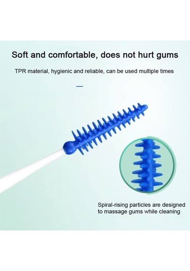 40 Adet / Kutu Silikon Diş Arası Fırçalama Ağız Temizleme Boşluğu Fırçası Mavi