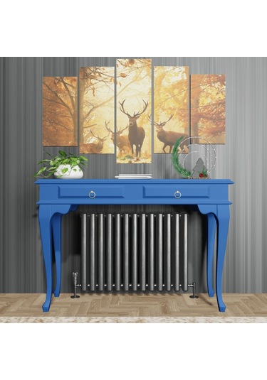 Roys Ahşap 120 Cm Mavi Çekmeceli Petek Üstü Yüksek  Dresuar Ahşap