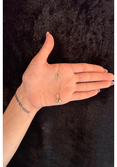 Fiyonk Kuyumculuk 14 Ayar Altın Hayalet Zincir Yıldız Kolye 001