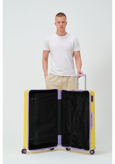 Keo-plus Sarı-lila Büyük Boy Silikon Kırılmaz Pp Valiz Sarı - Mor
