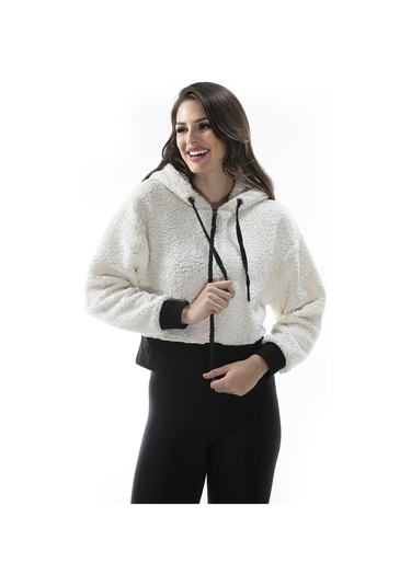 Alexandergardı Kapüşonlu Suni Yünlü Hırka B23-36302-ekru 001