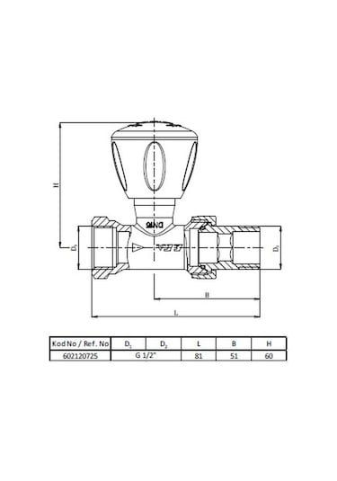 Eca 1/2 '' inç Rv3 Düz Radyatör Valfi Vanası 602120725